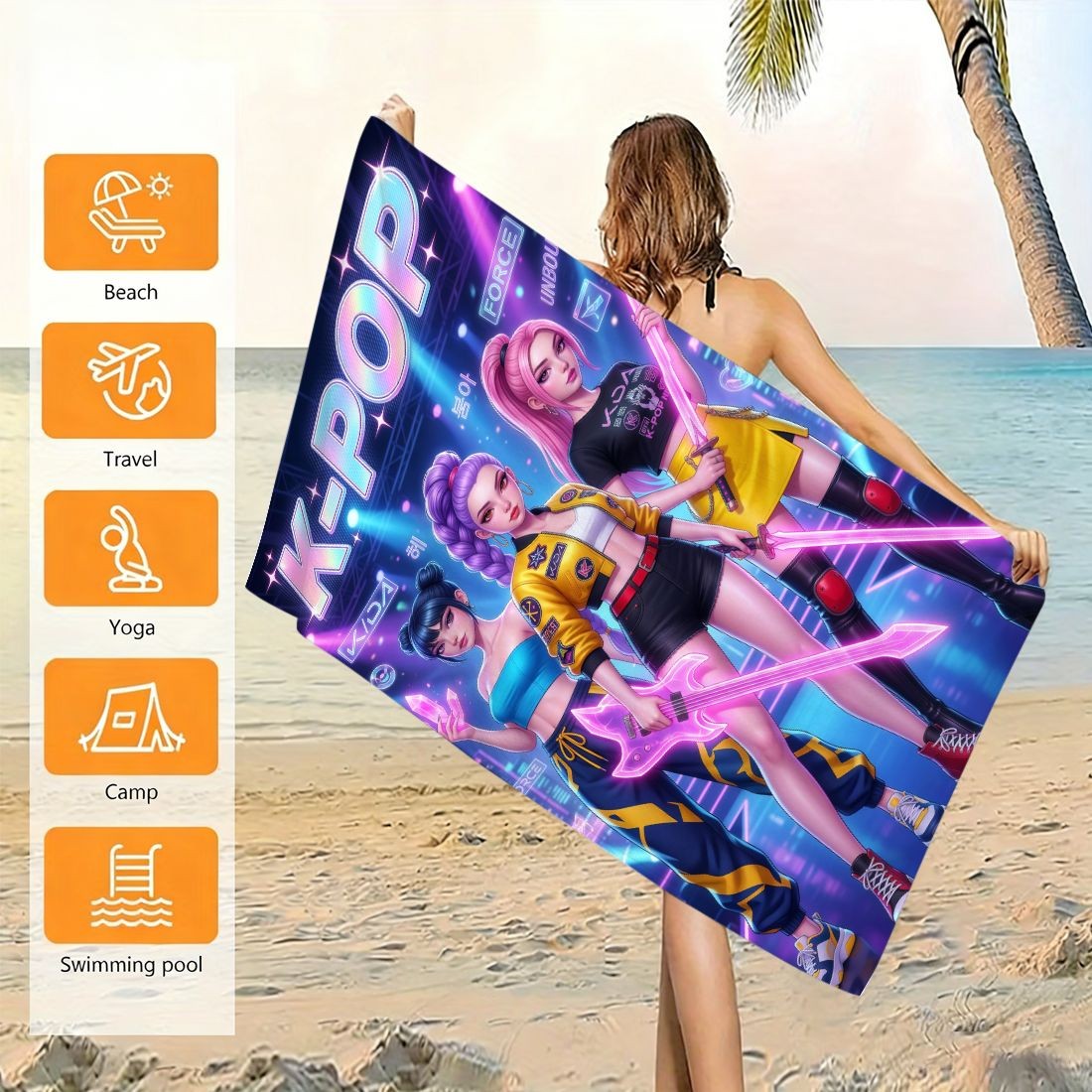 Beach Towel Large - منشفة شاطئ كبيرة الحجم مطبوعة بتصميم