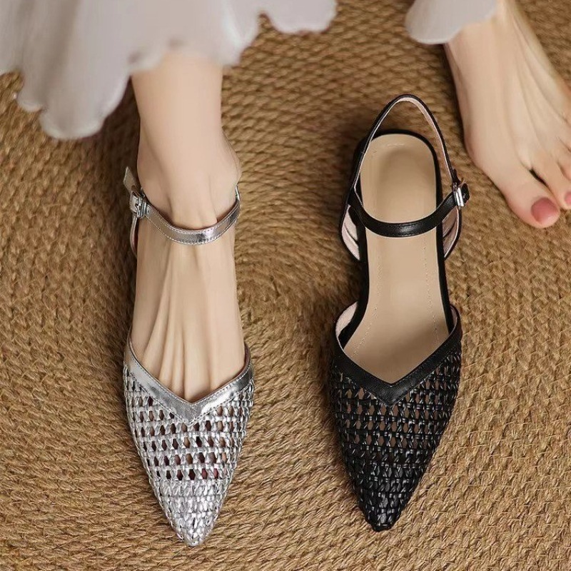 Casual Sandal Leather - صنادل فرنسية ذات كعب عالٍ ومقدمة
