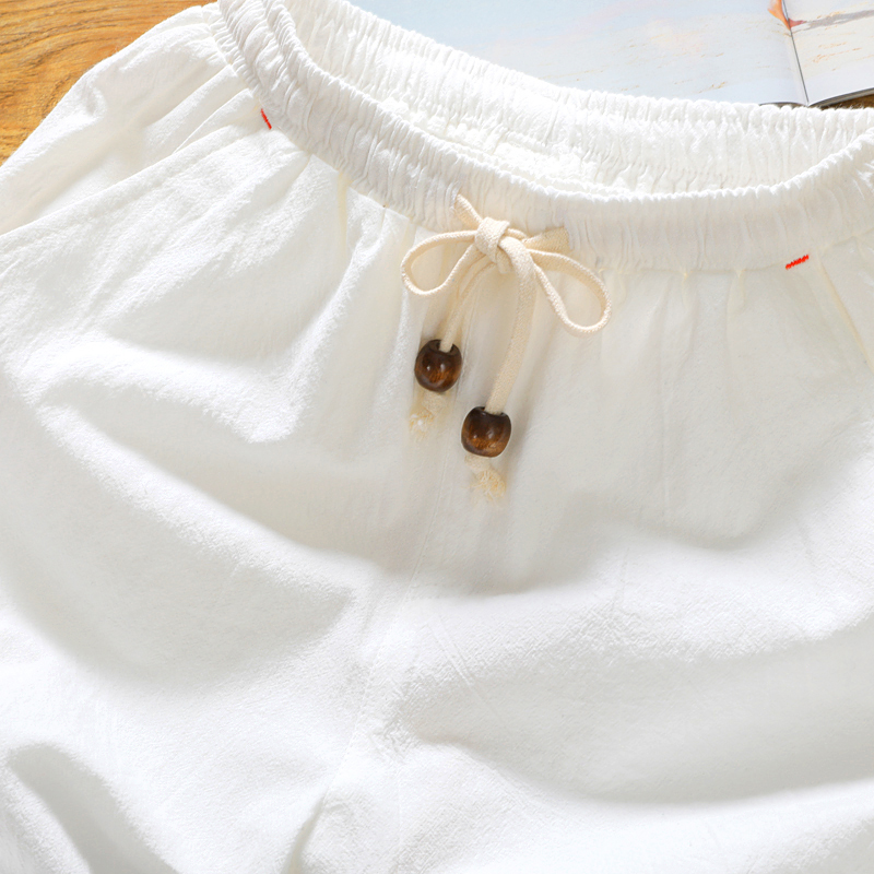 ماركة الرجال الصيف موضة بلون ا - مراجعة Short Linen Drawstring وسعره