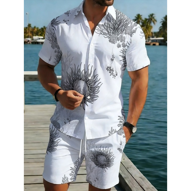 طقم قميص هاواي مزهر وشورت للرج - مراجعة Resort Shirt Floral وسعره