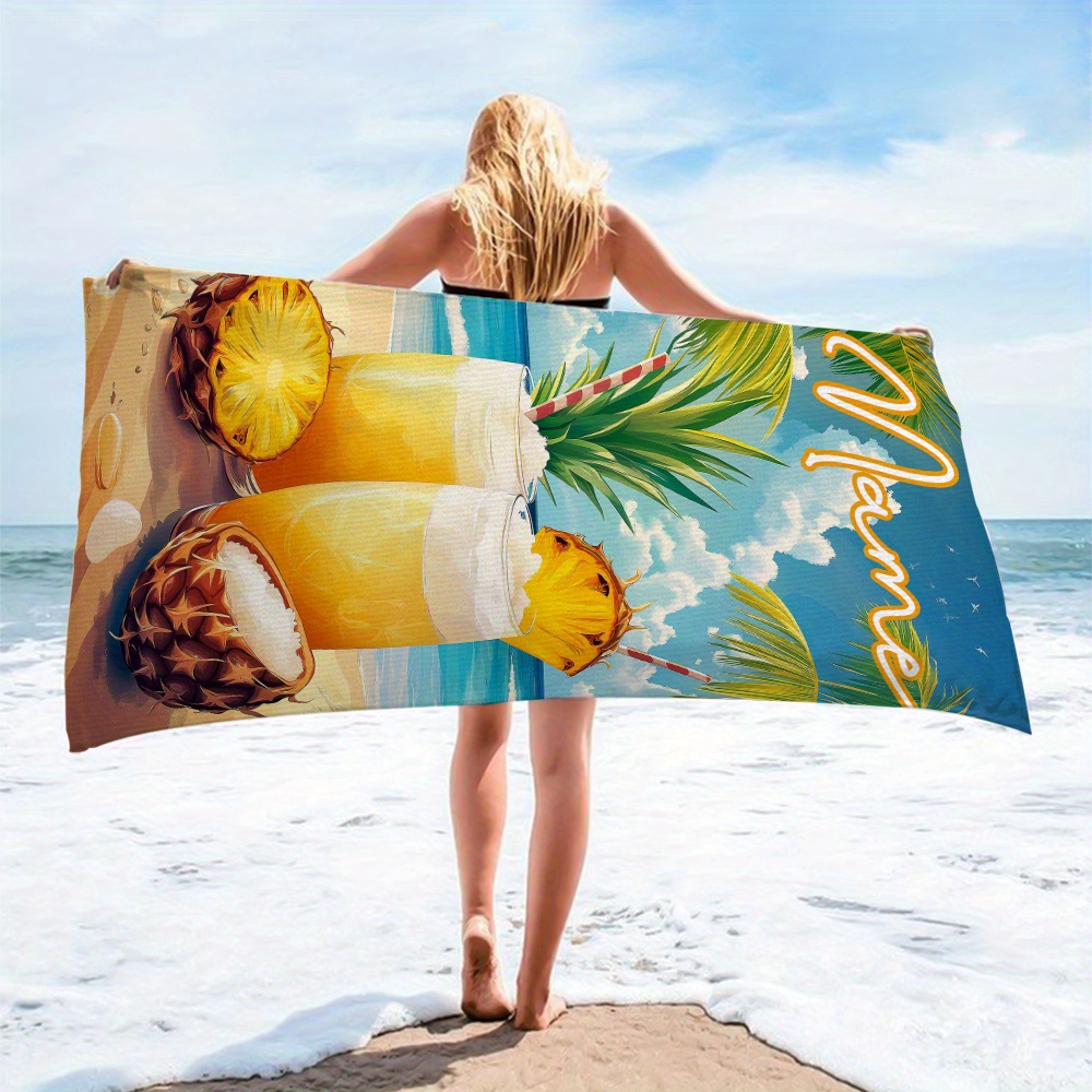 منشفة شاطئ مخصصة بالاسم/النص،  - مراجعة Beach Towel Large وسعره